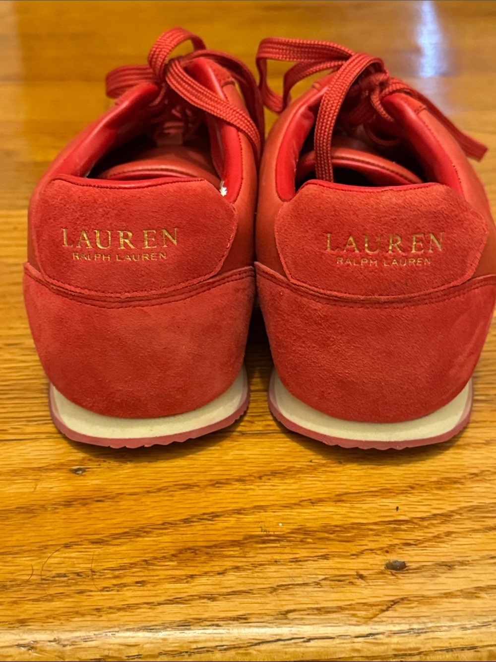 Lauren Ralph Lauren Women's Red Lace-Up Sneakers - Picture 5 of 11